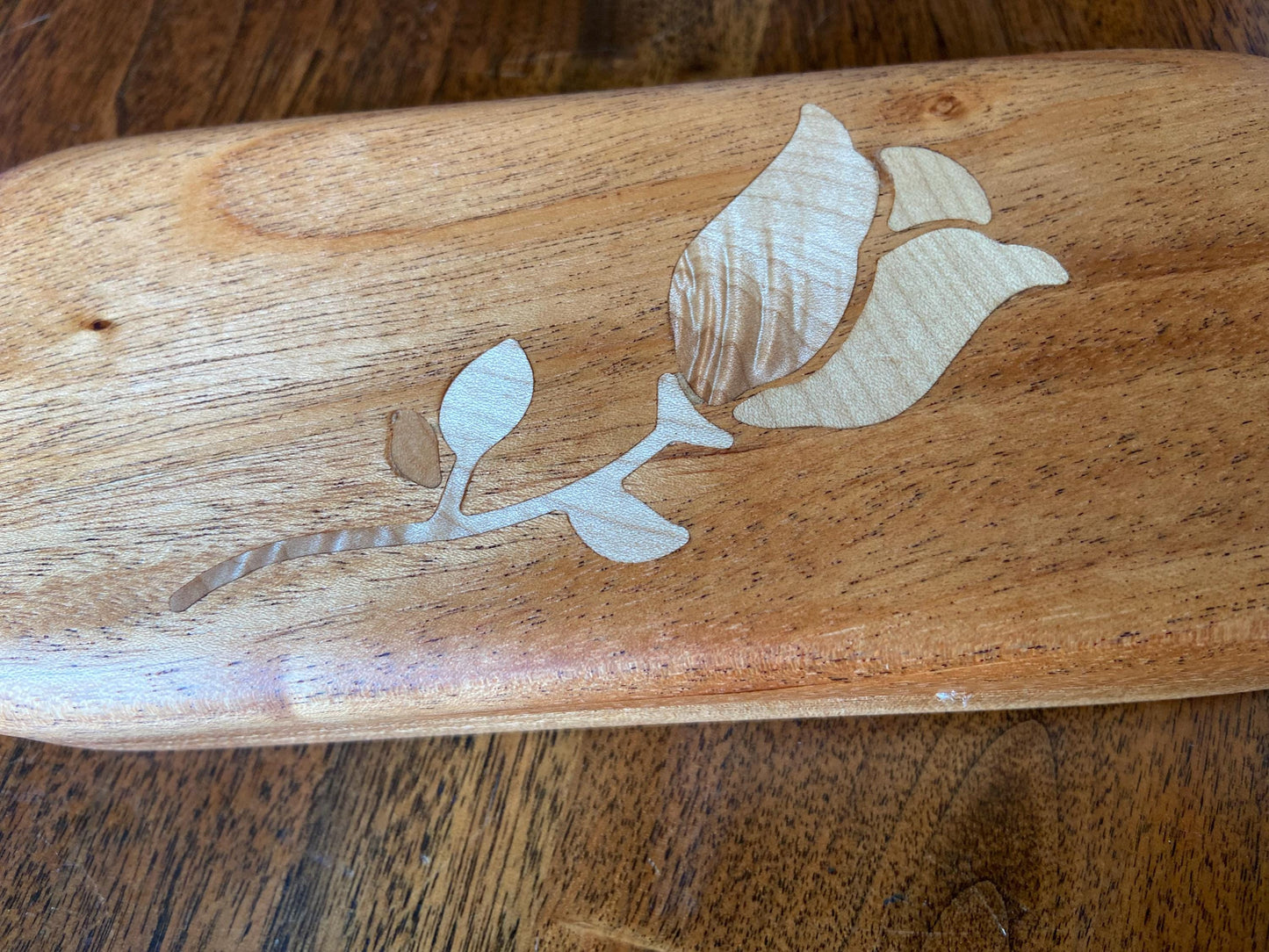 Handcrafted Keepsake Box/Wood Inlay - 8.25" x 3.25"