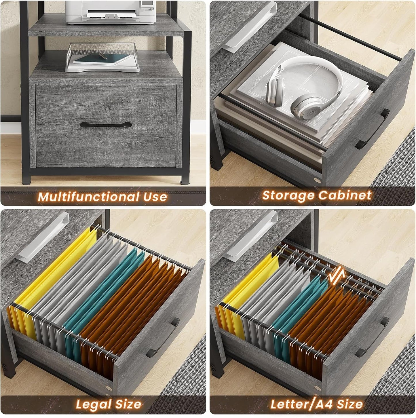 66 Inch Home Office Desk With File Drawer For Computer