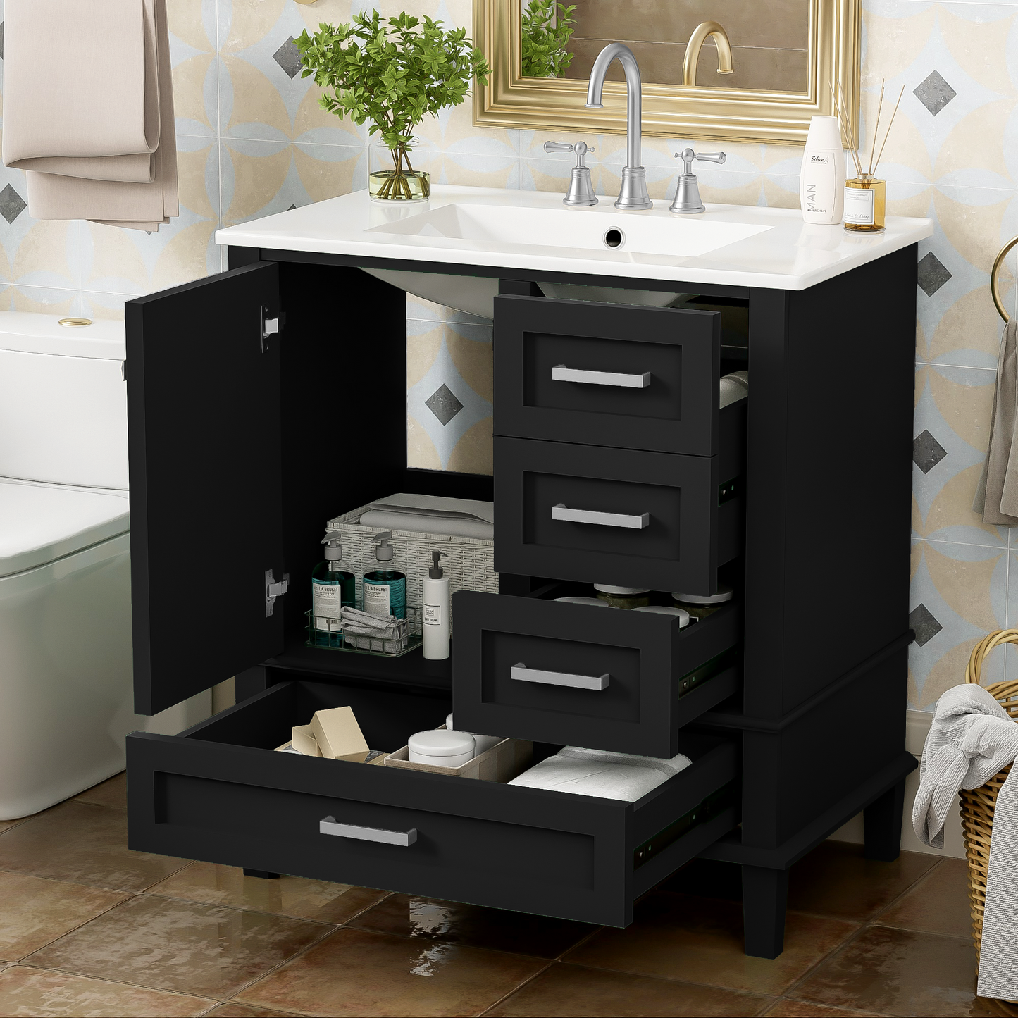 30" Modern Bathroom Vanity With Sink Combo Set