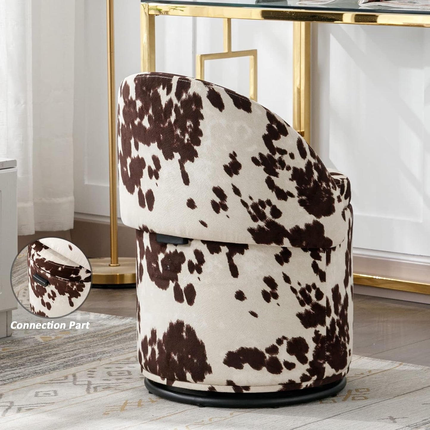 Rotating Brown Storage Ottoman With Hidden Compartment