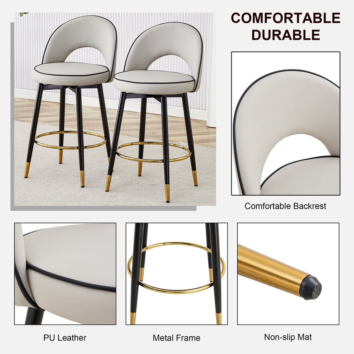 360° Rotatable Bar Chair Set of 2