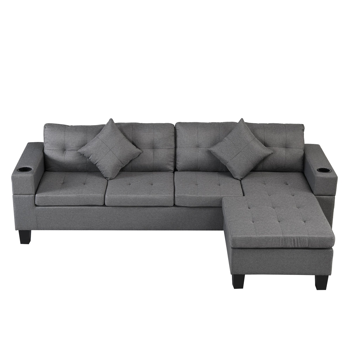 Modern L Shape Sectional Sofa Set with Chaise Lounge