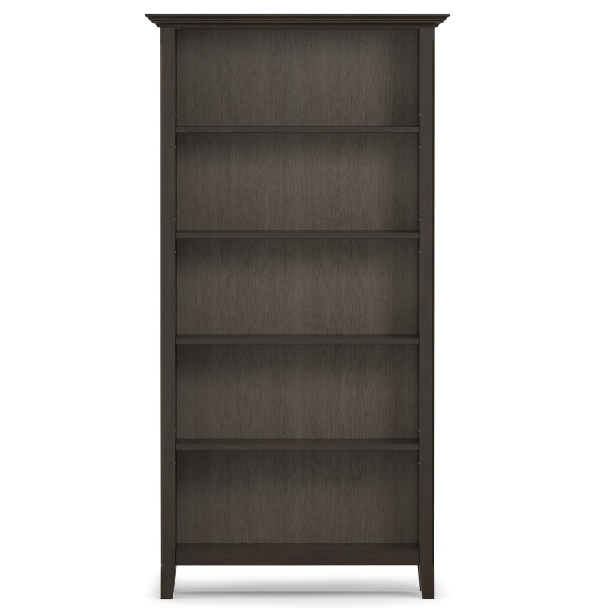 Amherst 36 Inch Solid Wood 5 Shelf Bookcase in Hickory