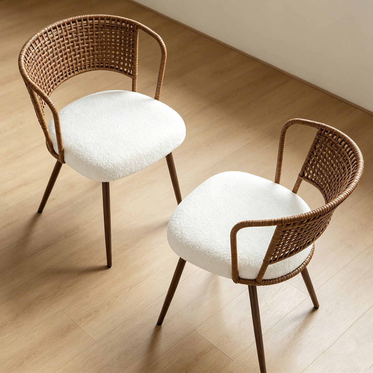 Wicker Dining Chairs - 2-Piece Set - Farmhouse Soft Cushioned
