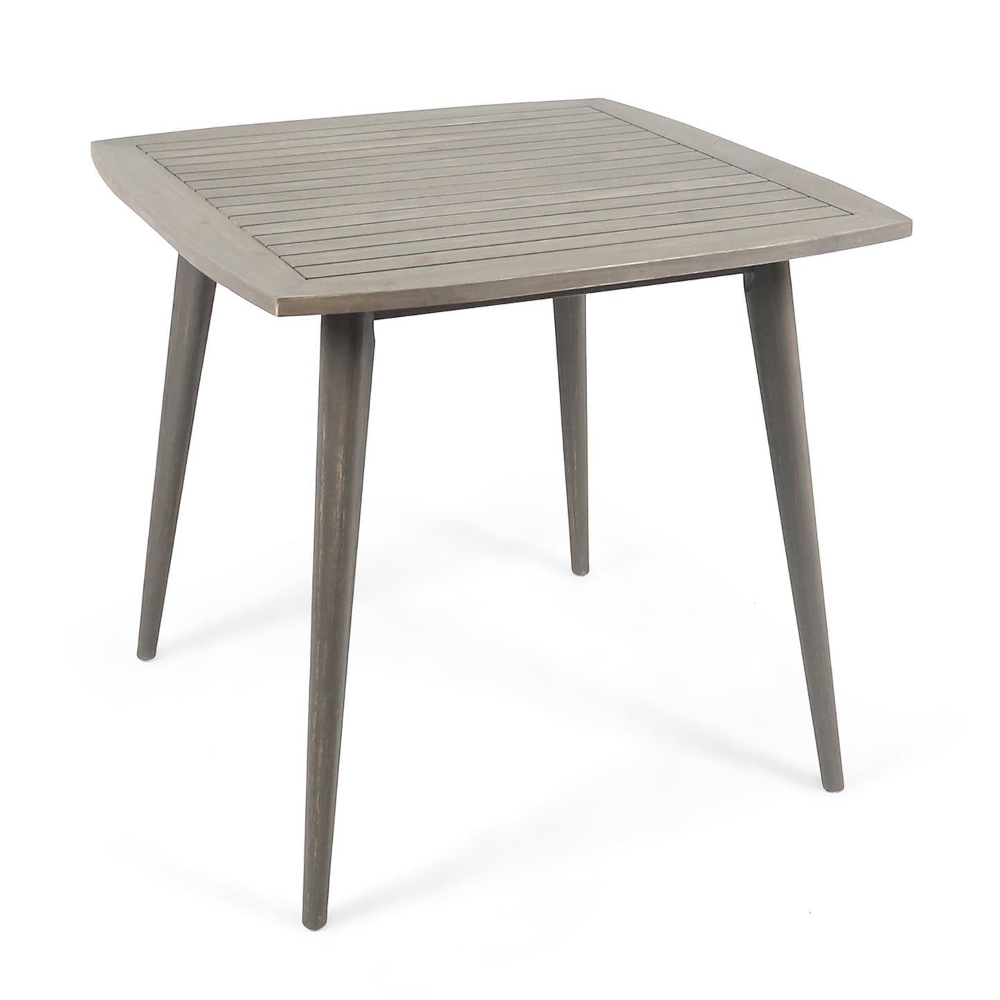 Modern Outdoor Square Acacia Wood Table with Straight Legs, Gray Finish, 35.5 x 35.5 x 30 Inches