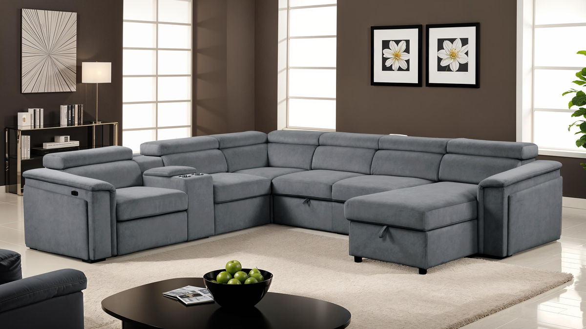 Harvey Modern Style Power Recliner Sleeper Sectional Sofa