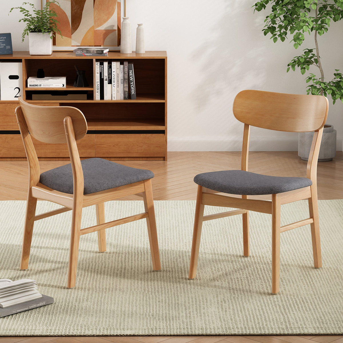 Upholstered Chenille Fabric Dining Chair Set of 2