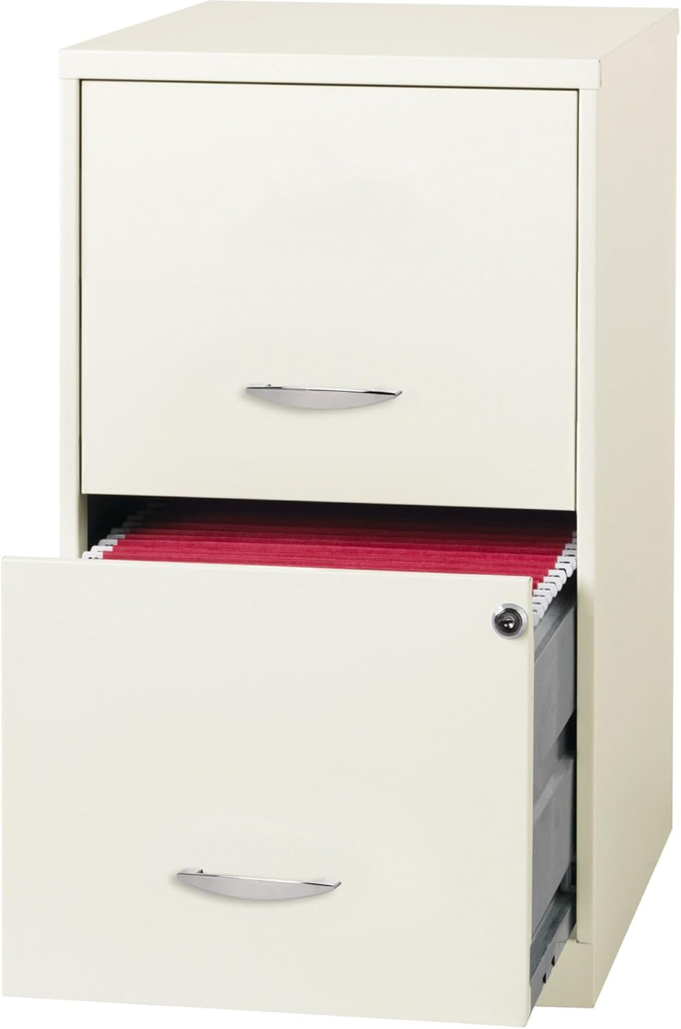 2-Drawer File Cabinet White 14.2 X 18 X 24.5 Inches Locking Drawers Steel Enamel