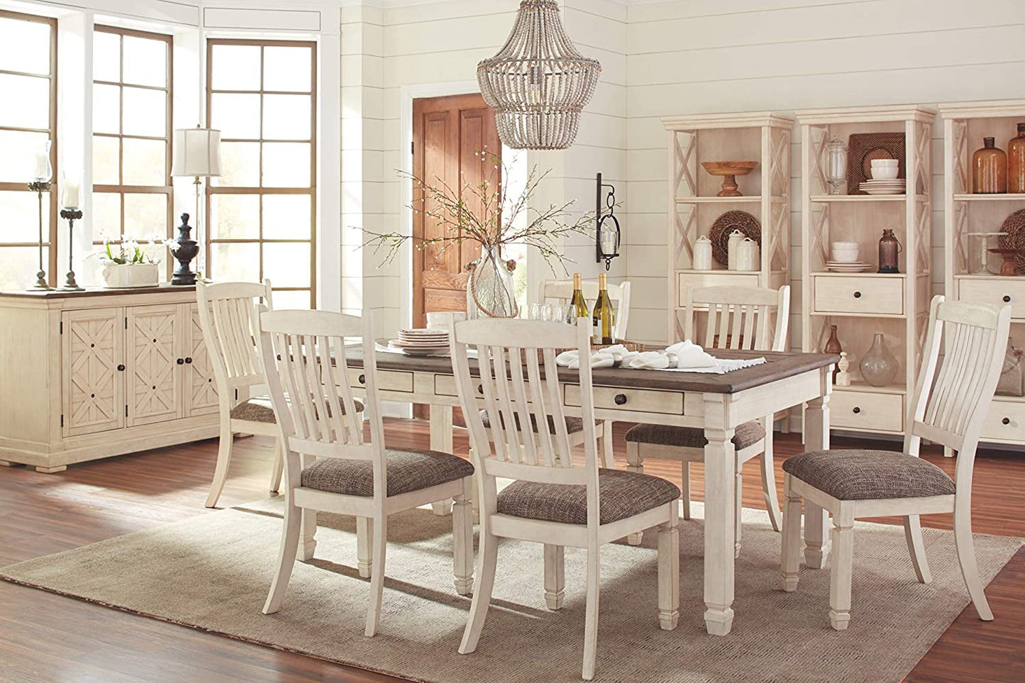 20 Inch Upholstered Dining Chair Antique White Set Of 2