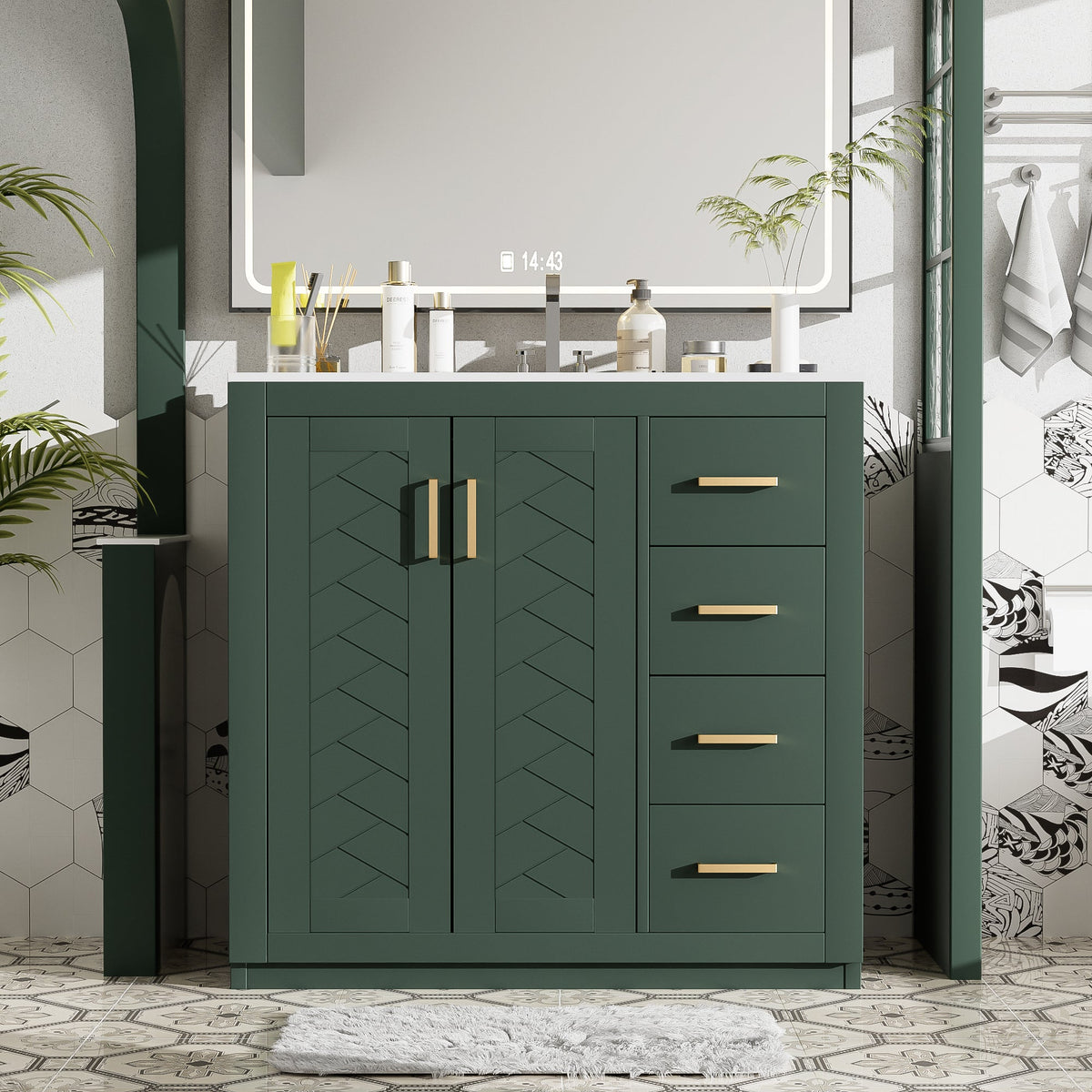 36'' Bathroom Vanity with Ceramic Sink Combo