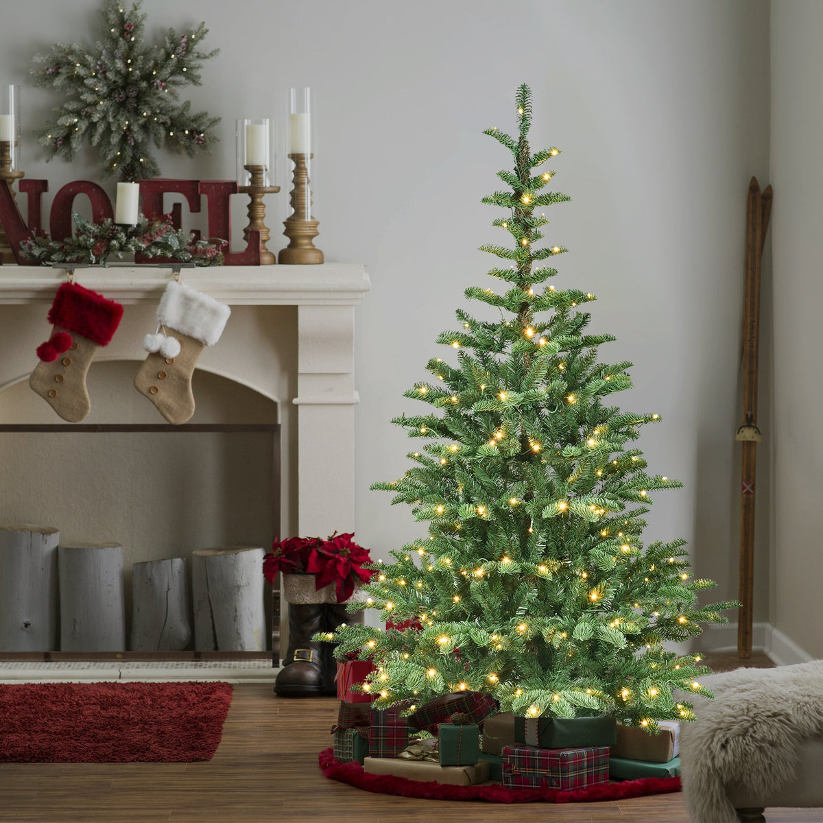 7ft Pre-Lit Christmas Tree with 400 Warm White LED Lights