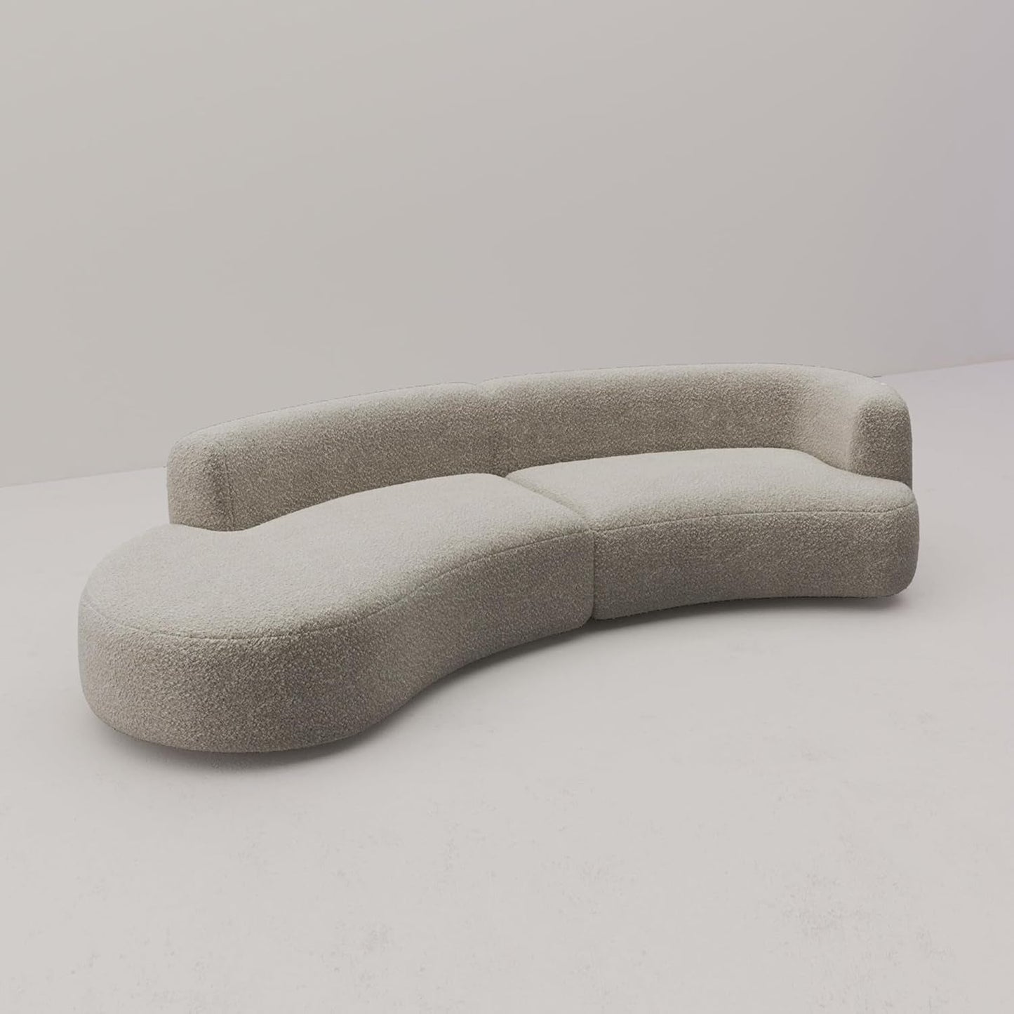 Light Coffee Curved Sectional Sofa For Living Room
