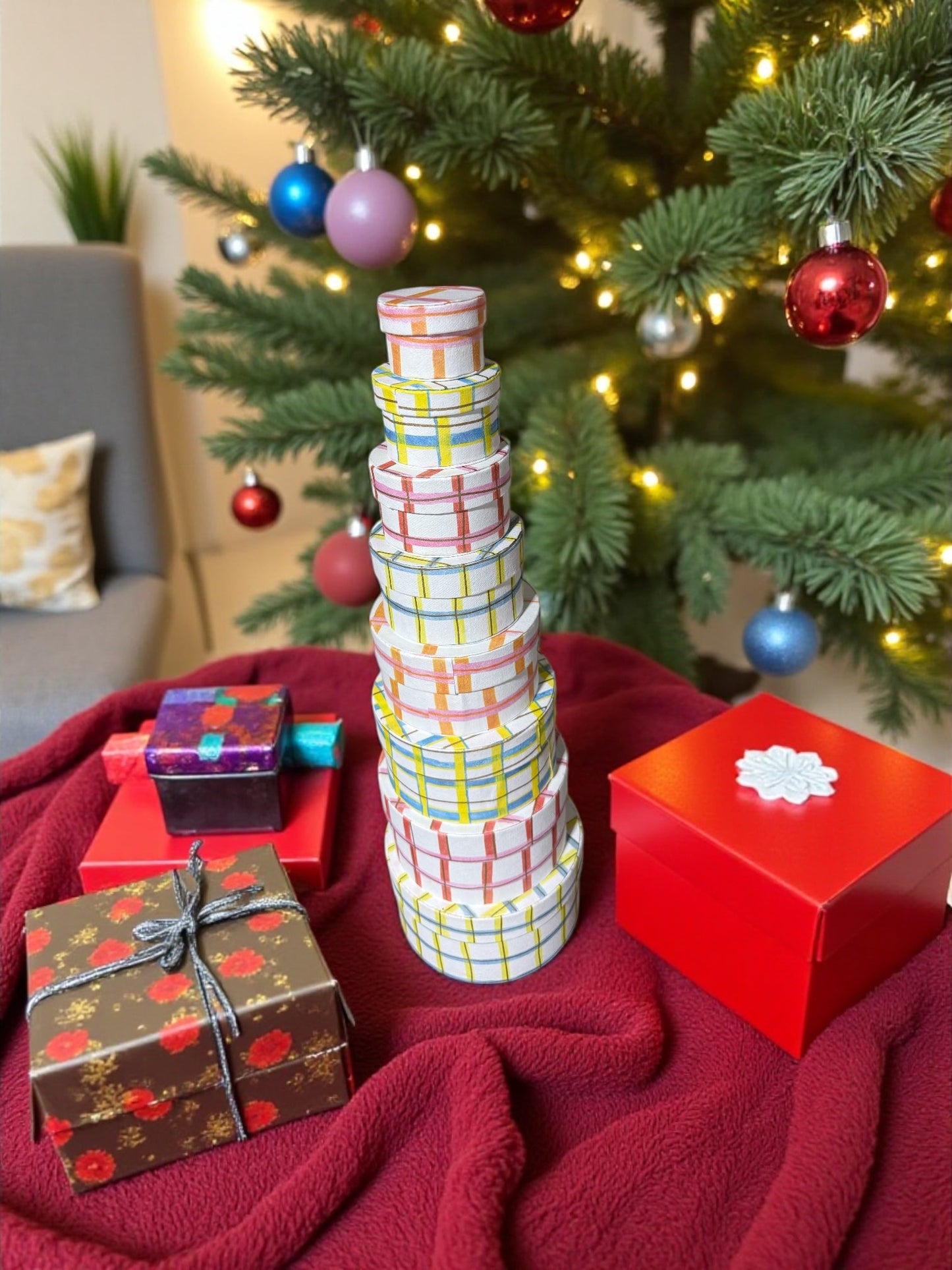 Round Handmade Recycled Paper Nesting Gift Boxes | 8 Sizes