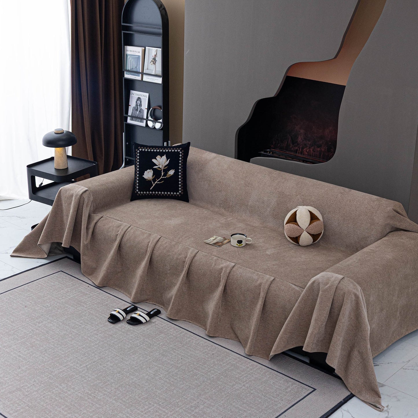 Water Resistant Couch Cover, Non Slip Furniture Protector for Leather & Fabric Sofa
