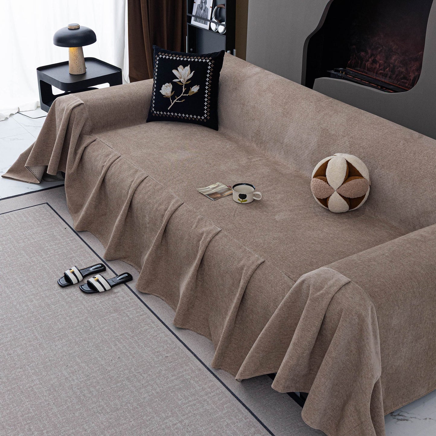 Water Resistant Couch Cover, Non Slip Furniture Protector for Leather & Fabric Sofa