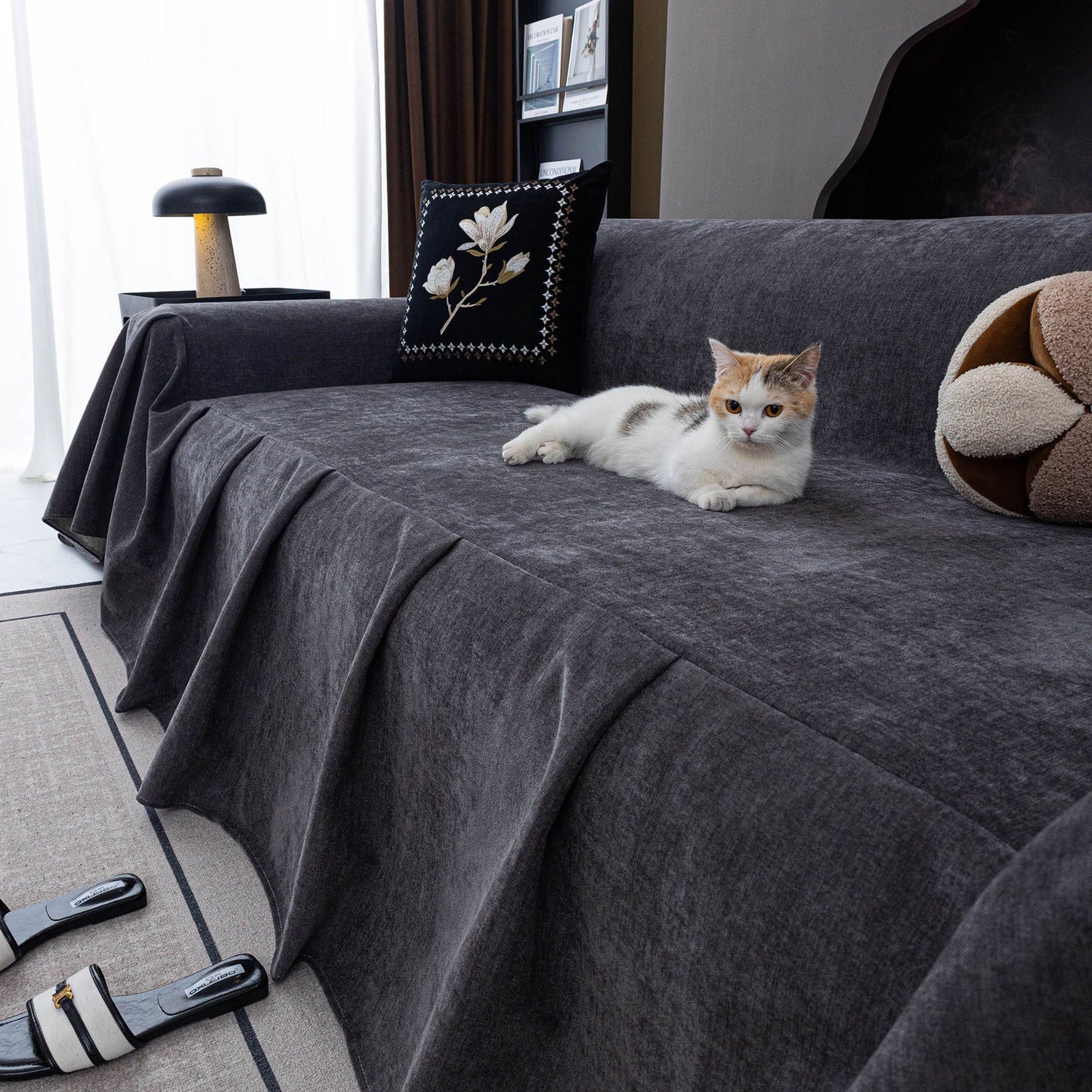Water Resistant Couch Cover, Non Slip Furniture Protector for Leather & Fabric Sofa