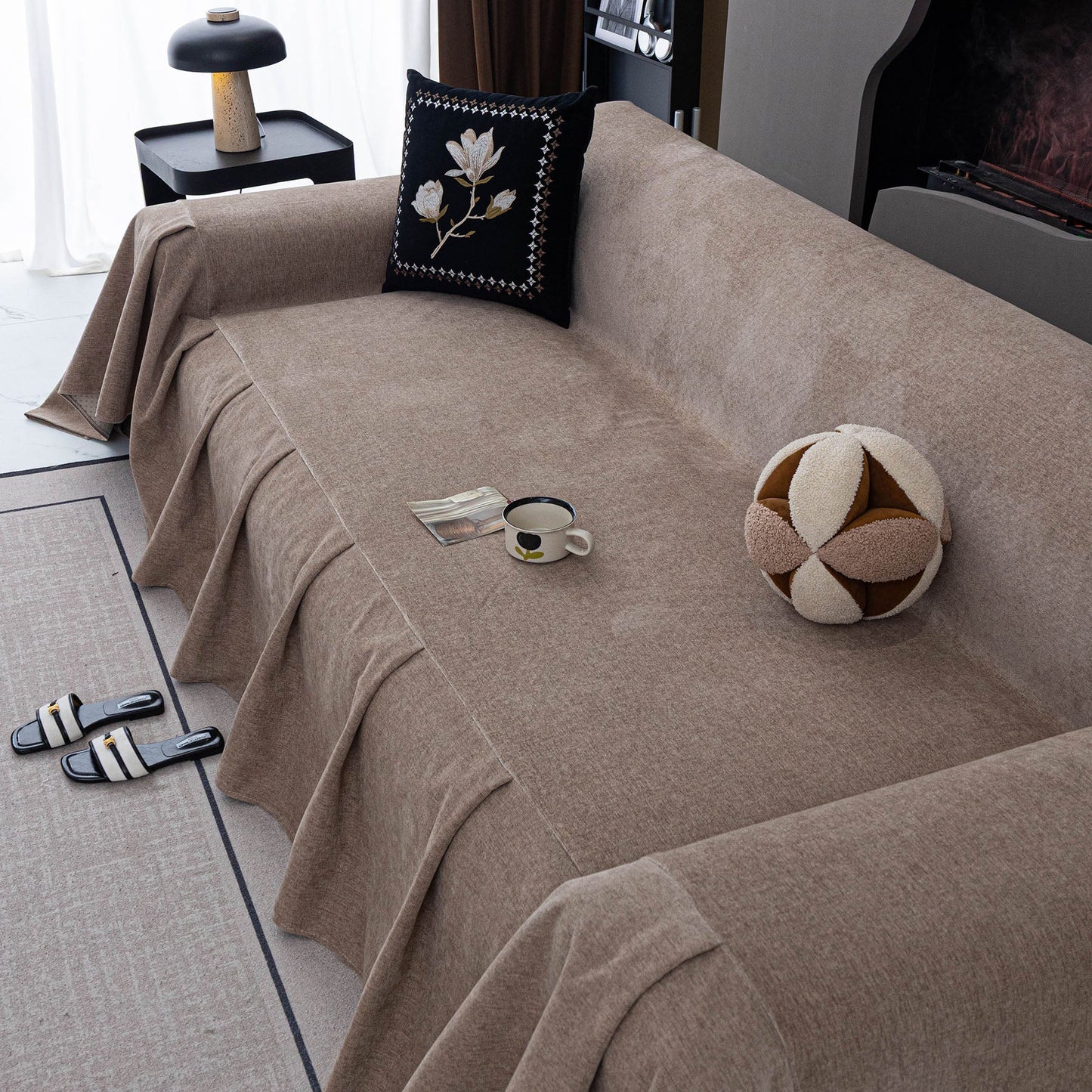 Water Resistant Couch Cover, Non Slip Furniture Protector for Leather & Fabric Sofa