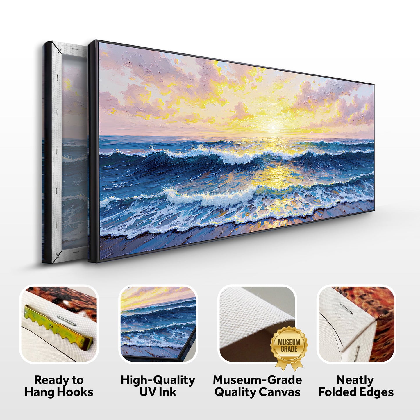 Golden Horizon Impasto Wall Art