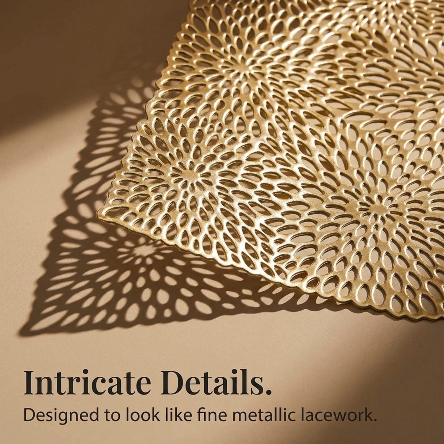 PVC Placemats - Gold Non Slip Table Mats | Heat Resistant Indoor Outdoor Set