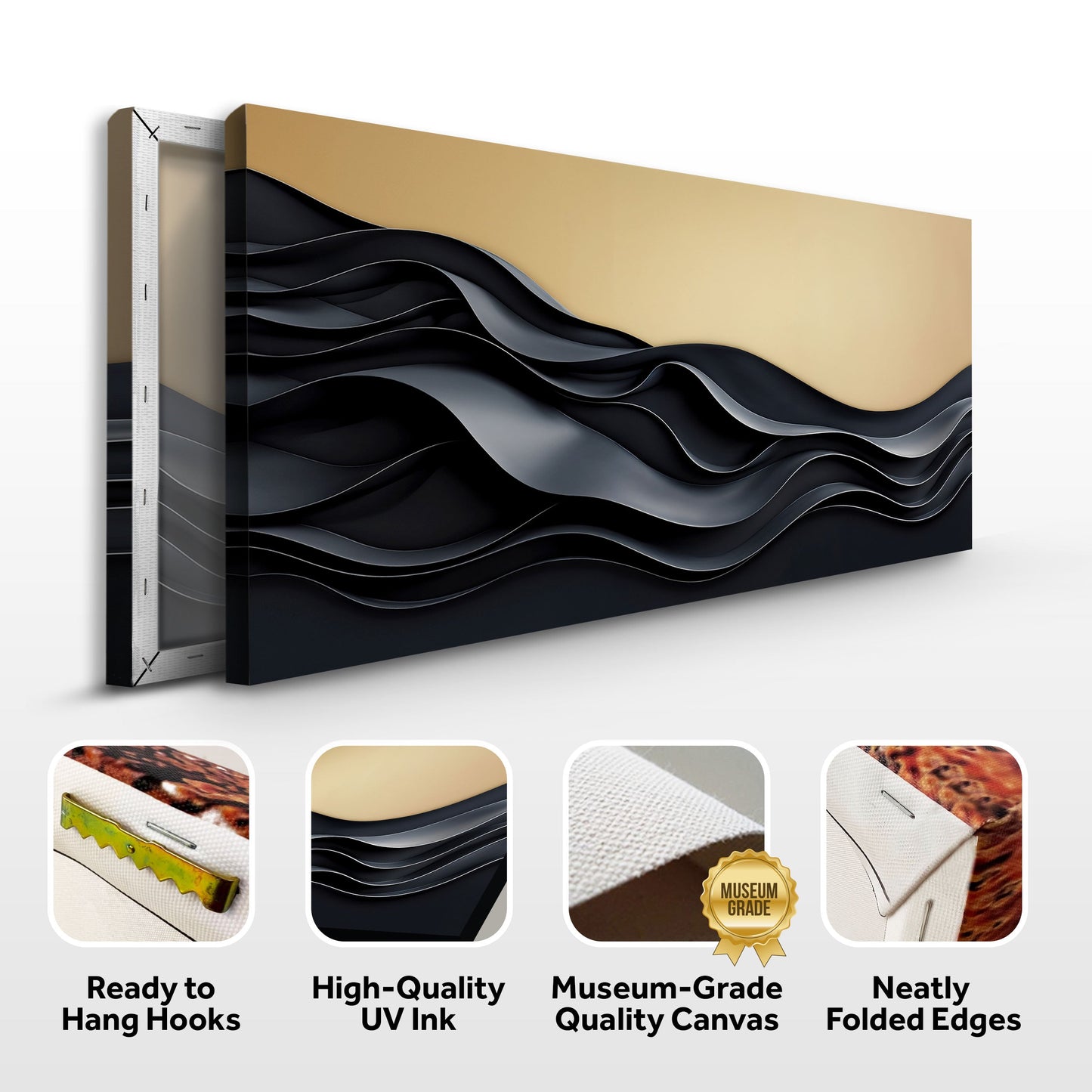 Black and Gold Minimalist Abstract Wall Art II