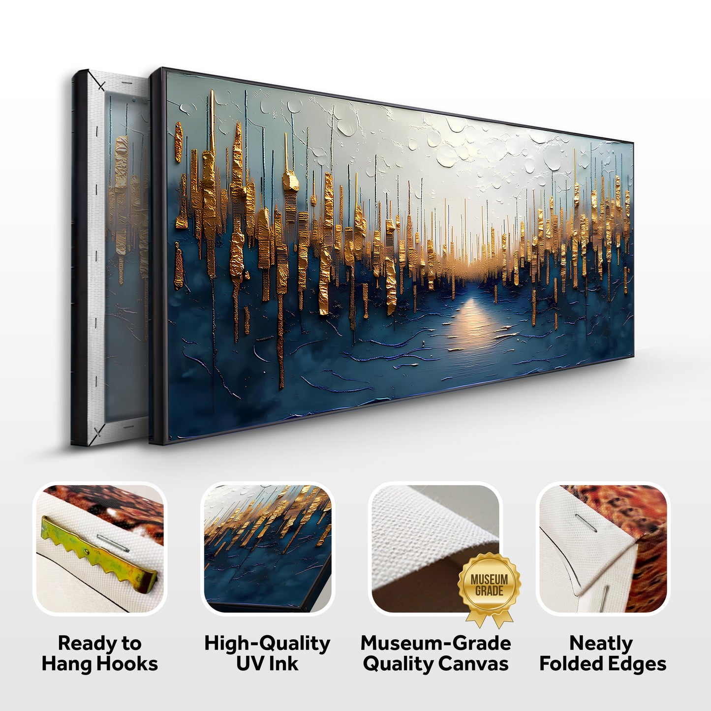 Golden Forest Reflection Abstract Impasto Wall Art