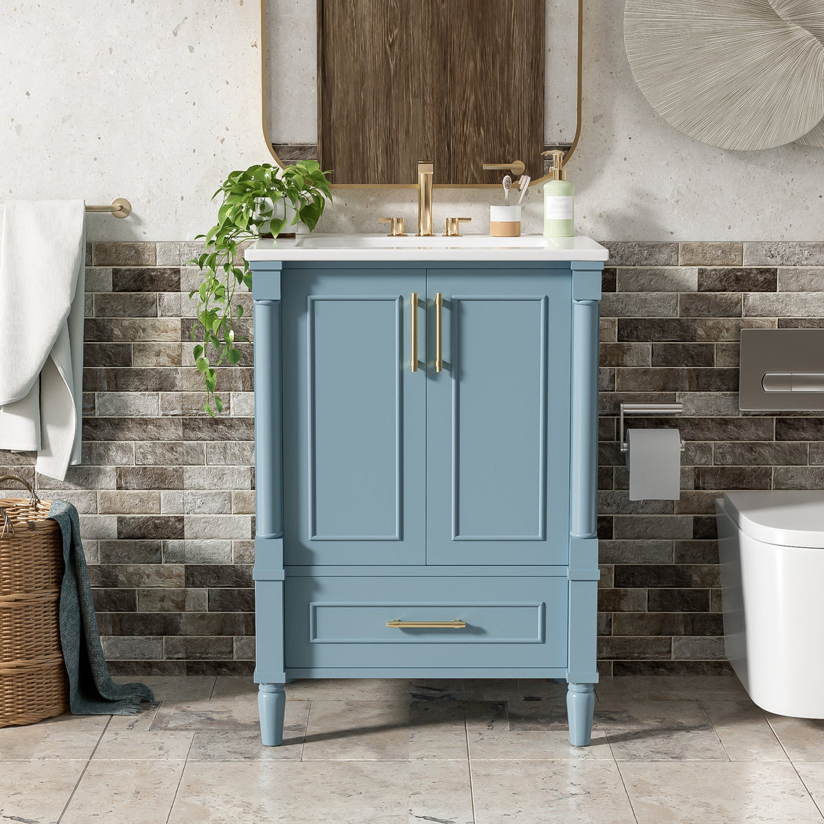24" Modern Bathroom Vanity with Ornate Motif Design