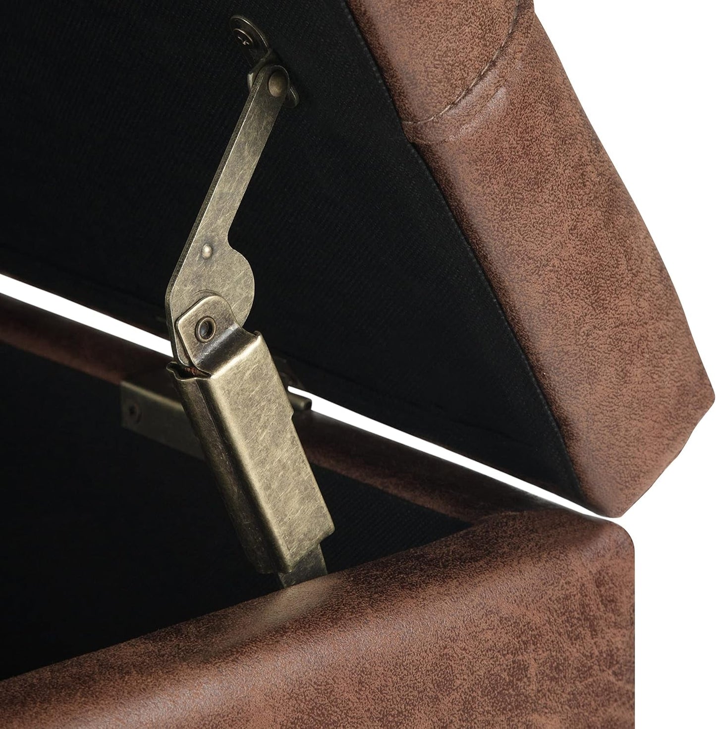 Distressed Umber 36 Inch Storage Ottoman Vegan Faux Leather