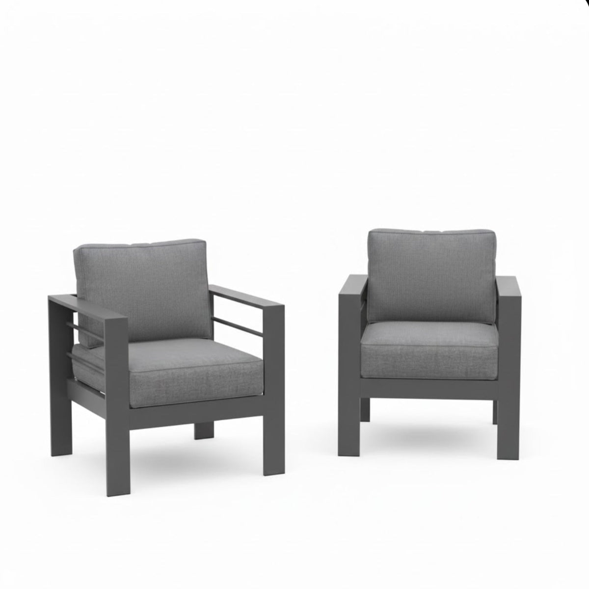 2-Pack 28" All-Weather Aluminum Patio Armchairs