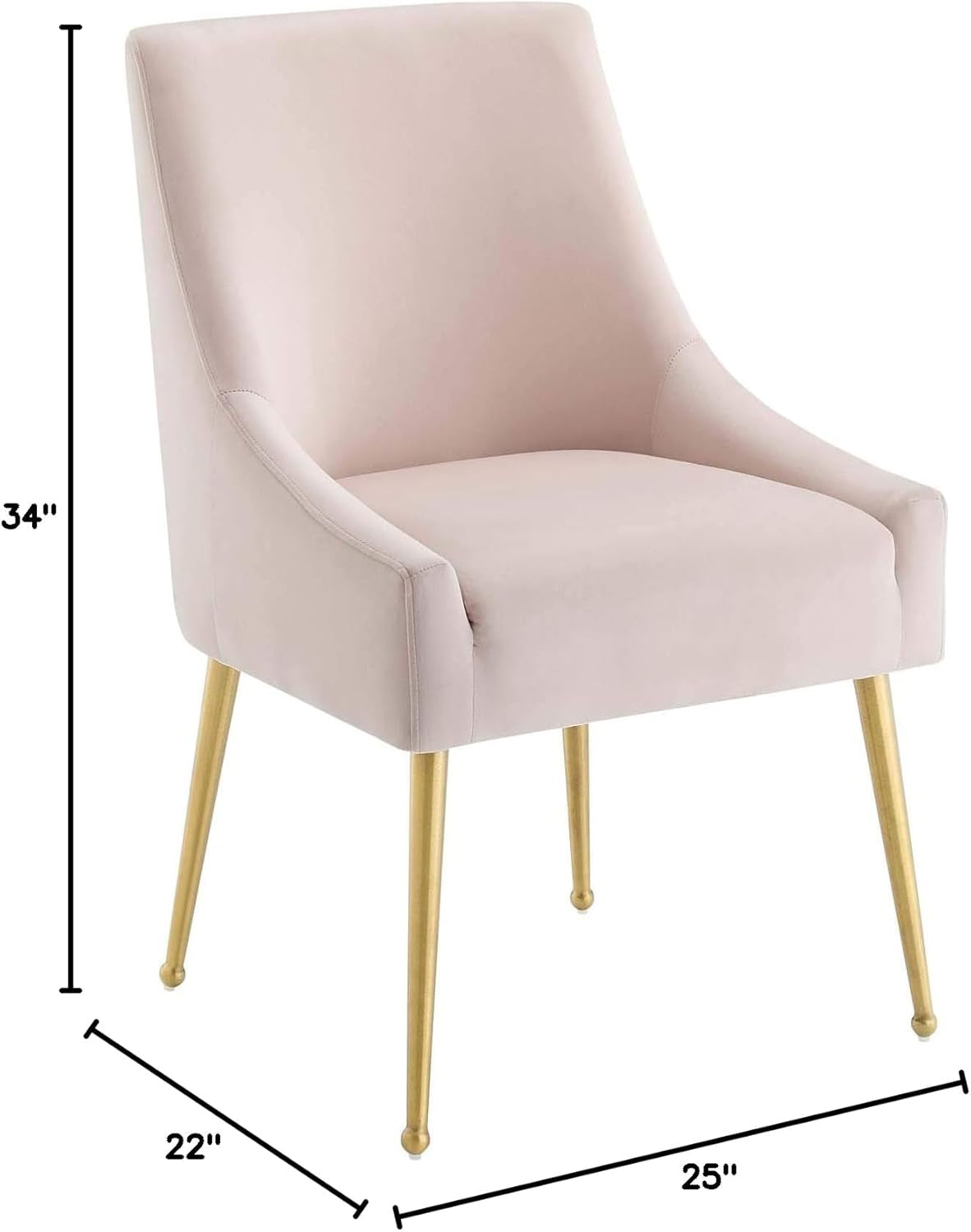 Pink Velvet Dining Chair With Gold Accents For Dining Room