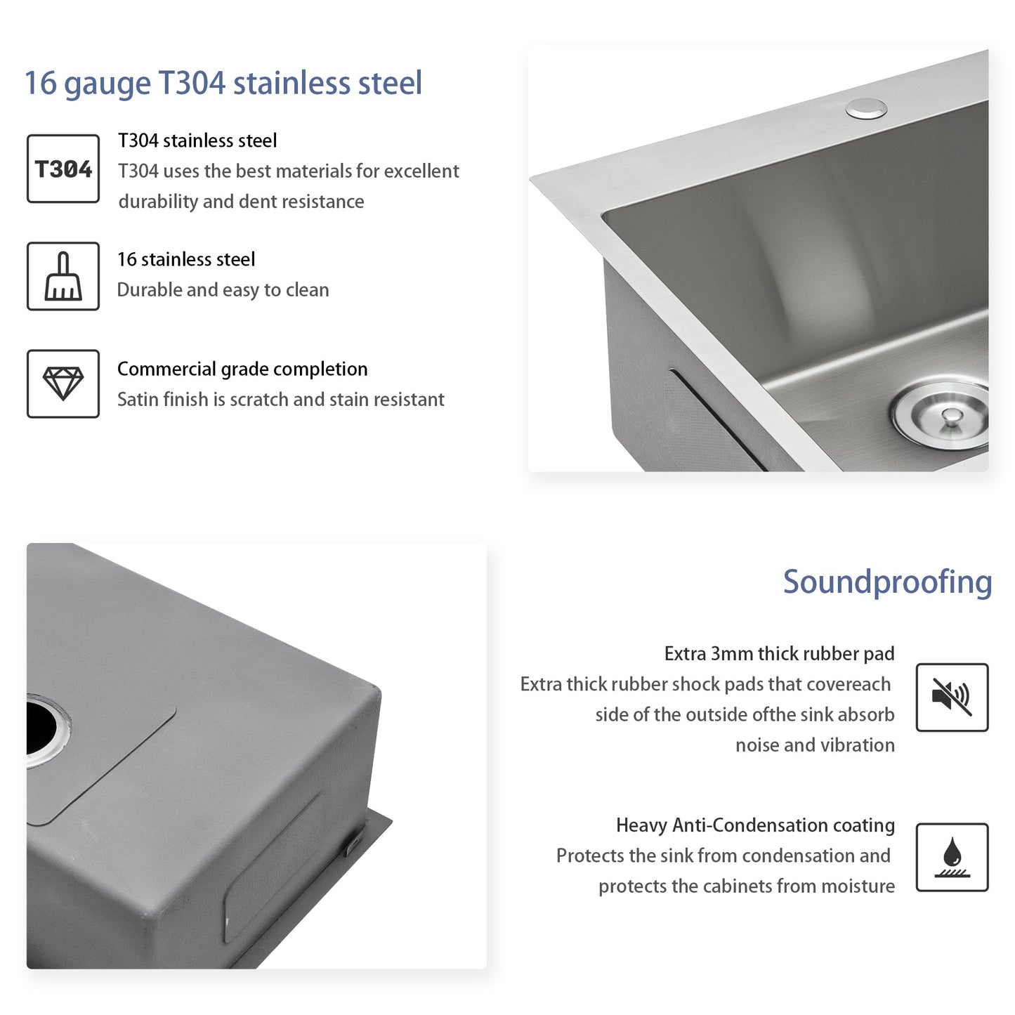 33 Inch Topmount Stainless Steel Kitchen Sink