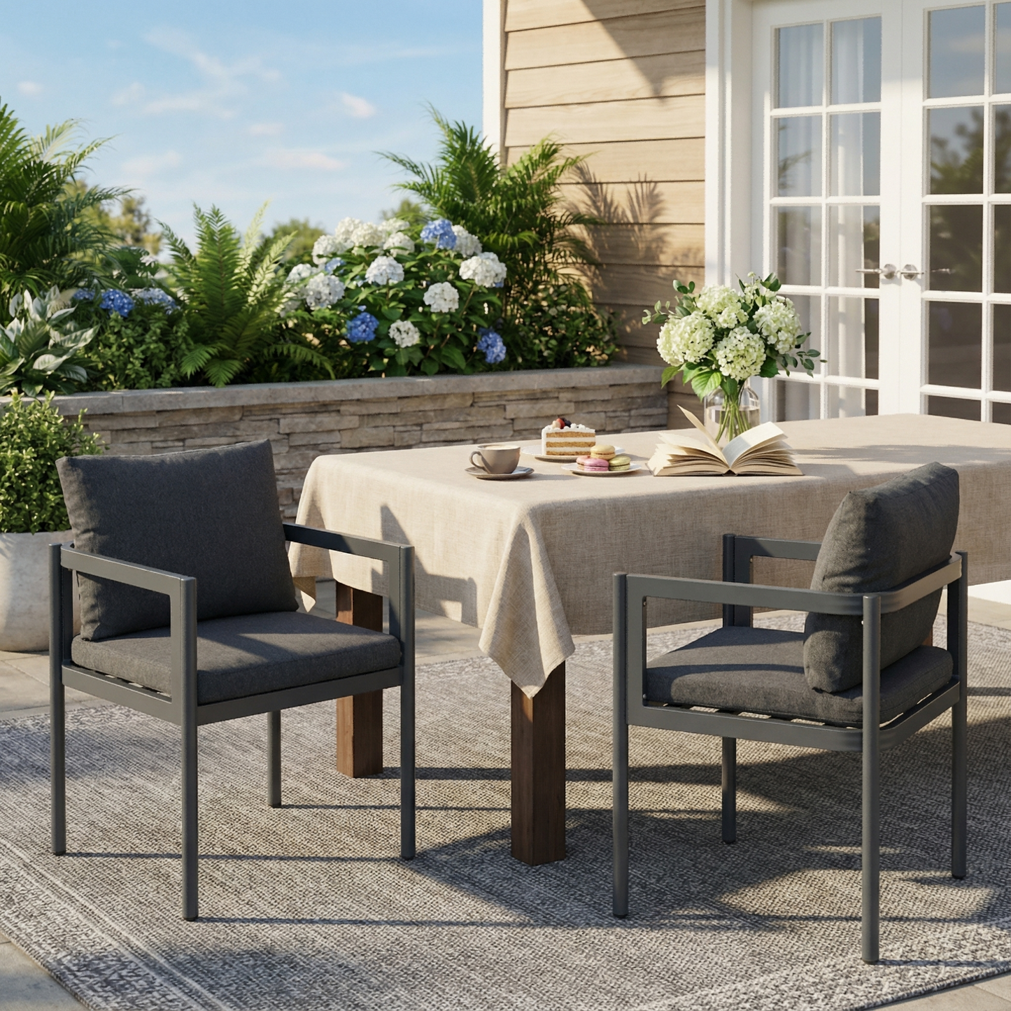 Outdoor Dining Chair Set of 2, All-Weather