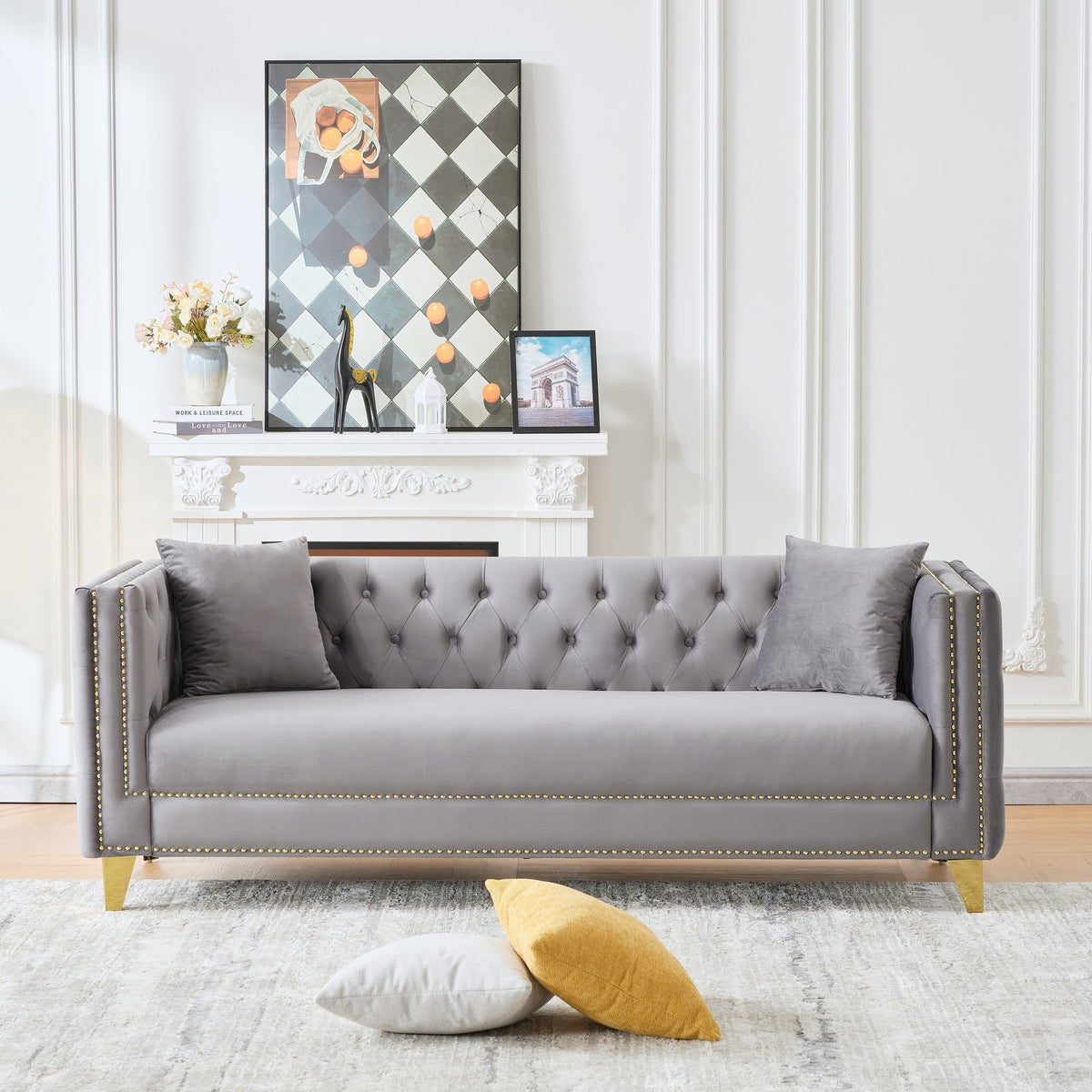 80" Chesterfield Velvet Sofa