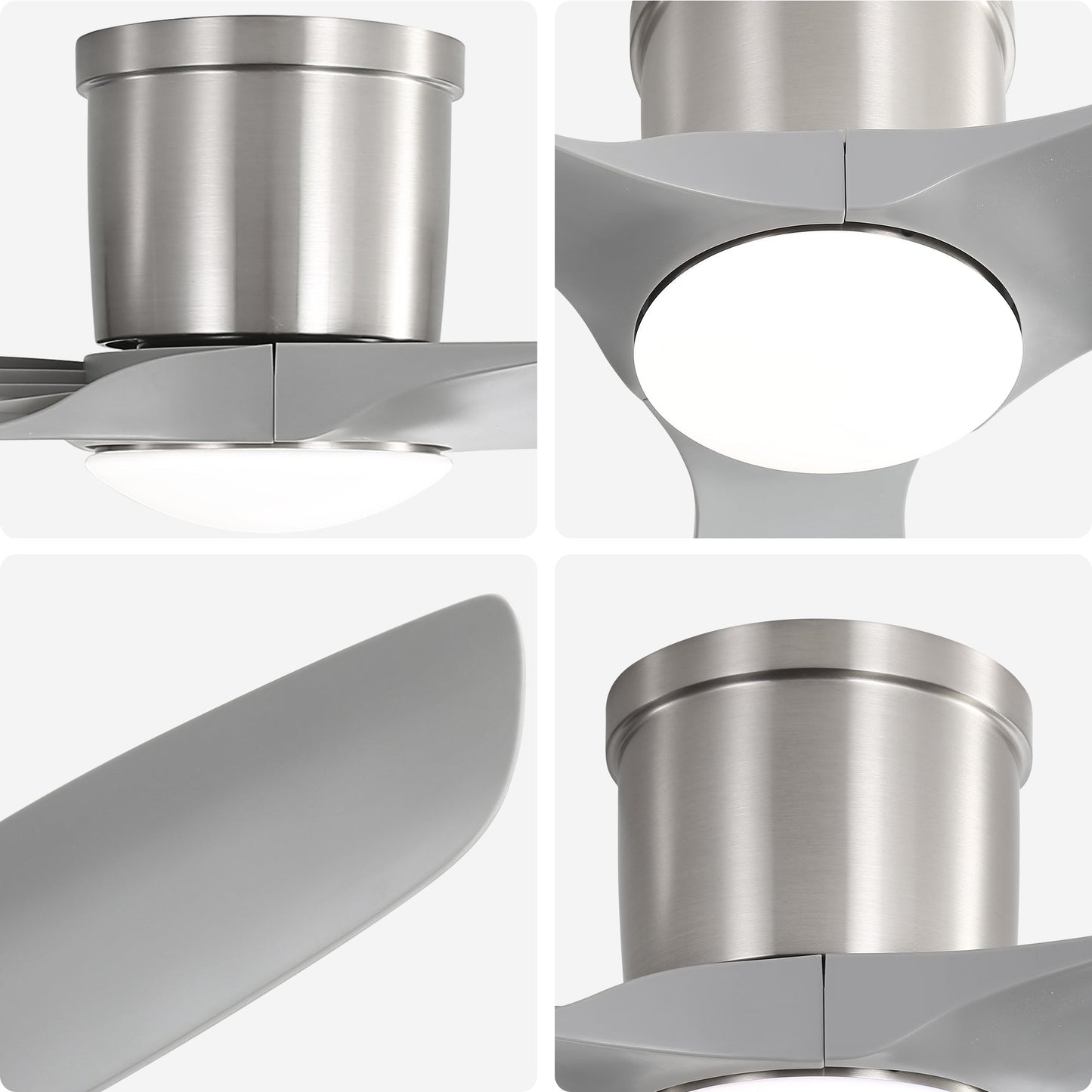 52 Inch Flush Mount Ceiling Fan with Dimmable LED Light