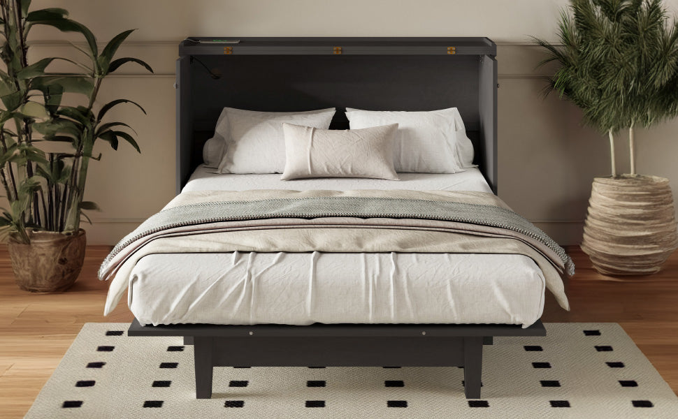 Farmhouse Style Solid Pine Wood Murphy Bed Chest Cube Cabinet Bed