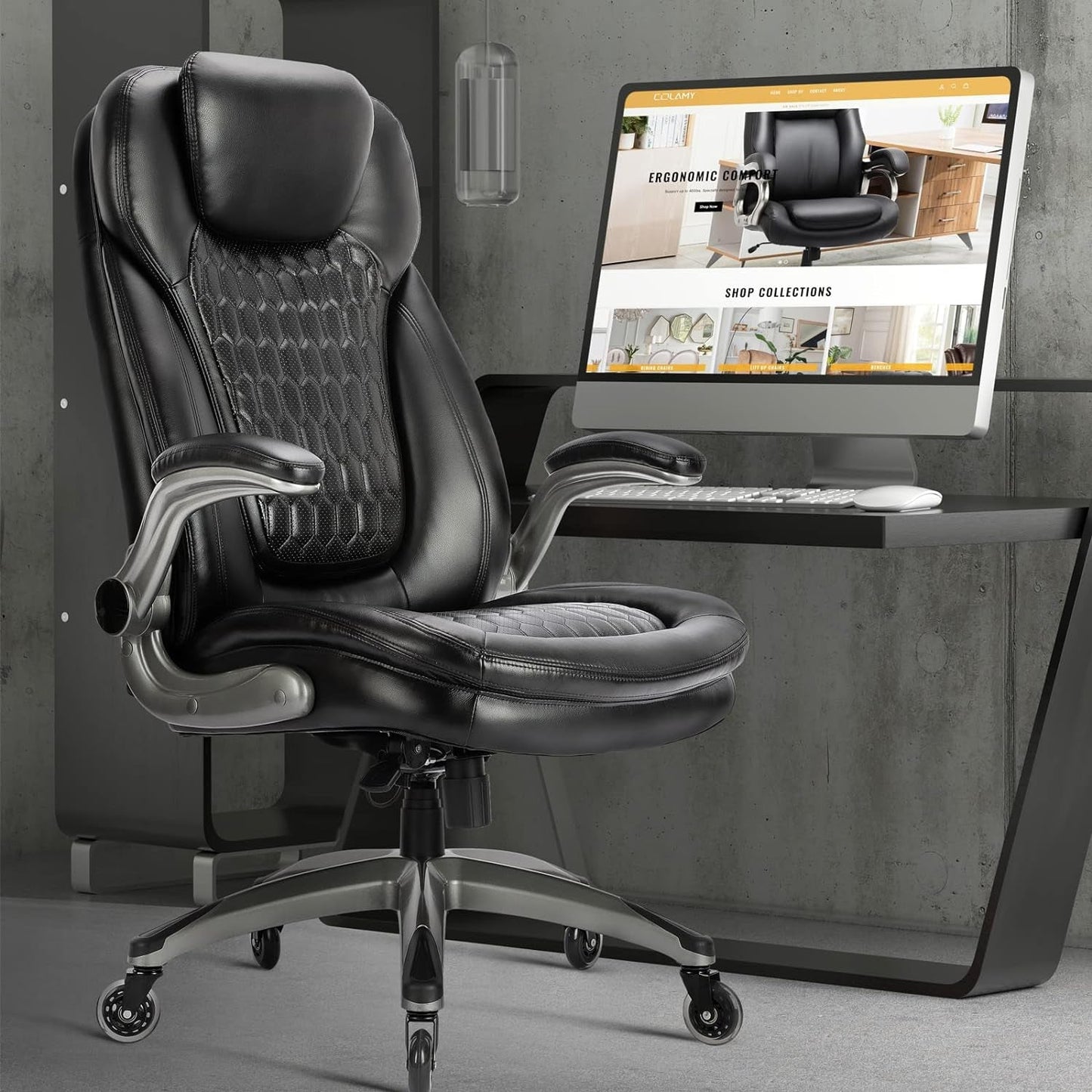 Ergonomic High Back Leather Office Chair For Home Use