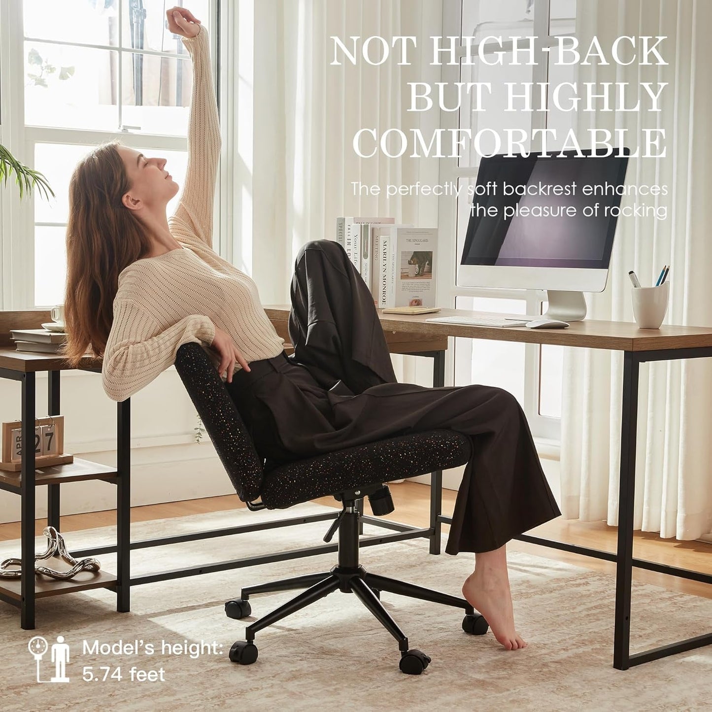 Wide Seat Swivel Office Chair With Locking Wheels Black