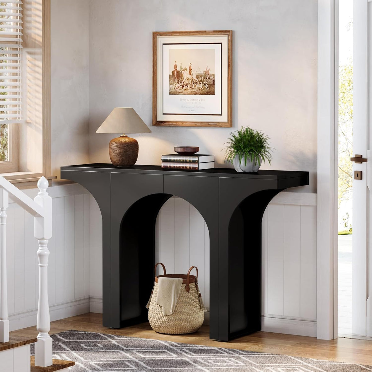47-Inch Modern Black Console Table