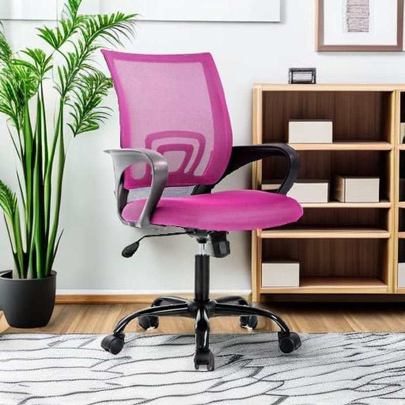 Pink Mesh Executive Office Chair With Lumbar Support