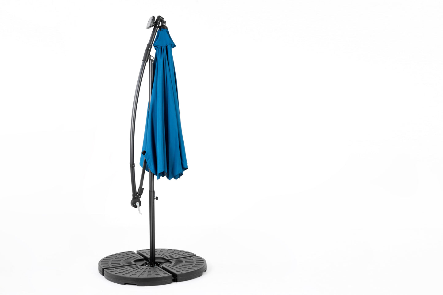 10ft Solar LED Offset Hanging Market Patio Umbrella in Dark Blue