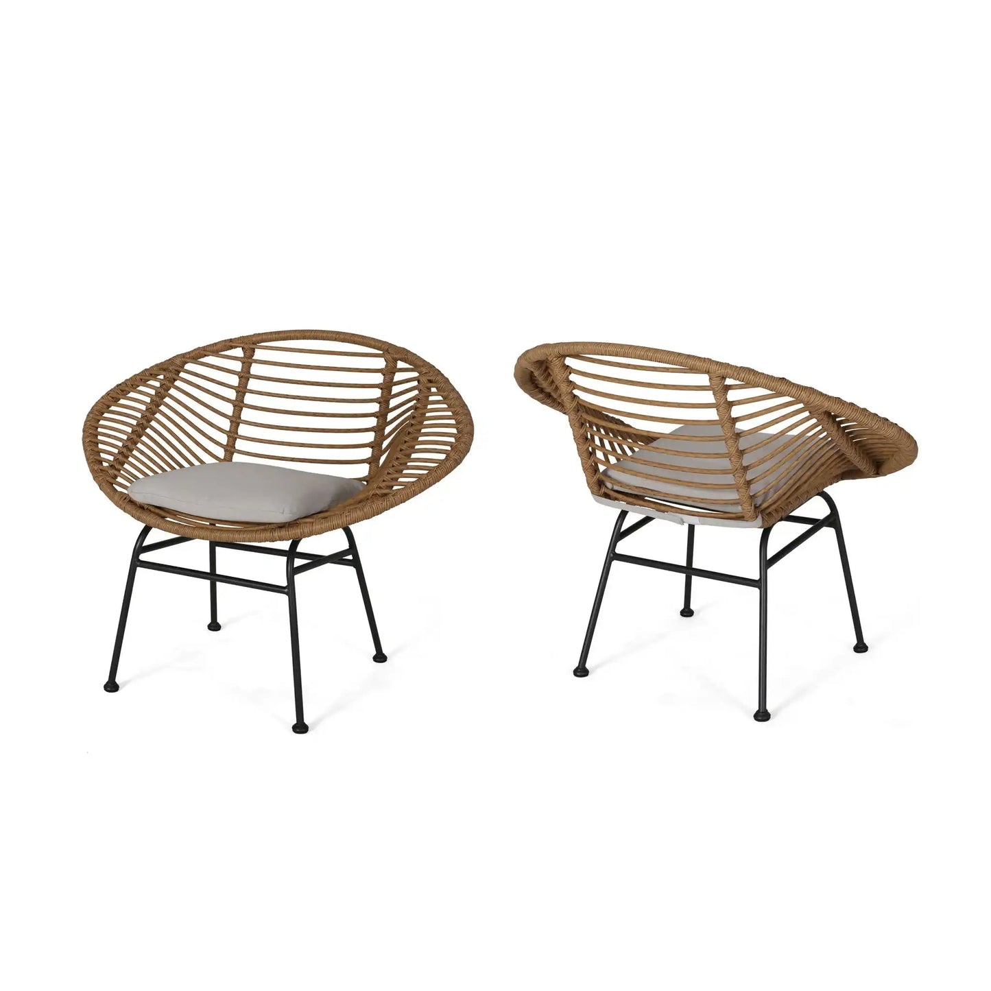 Cordella - Outdoor Woven Wicker Chairs With Cushions, Set of 2