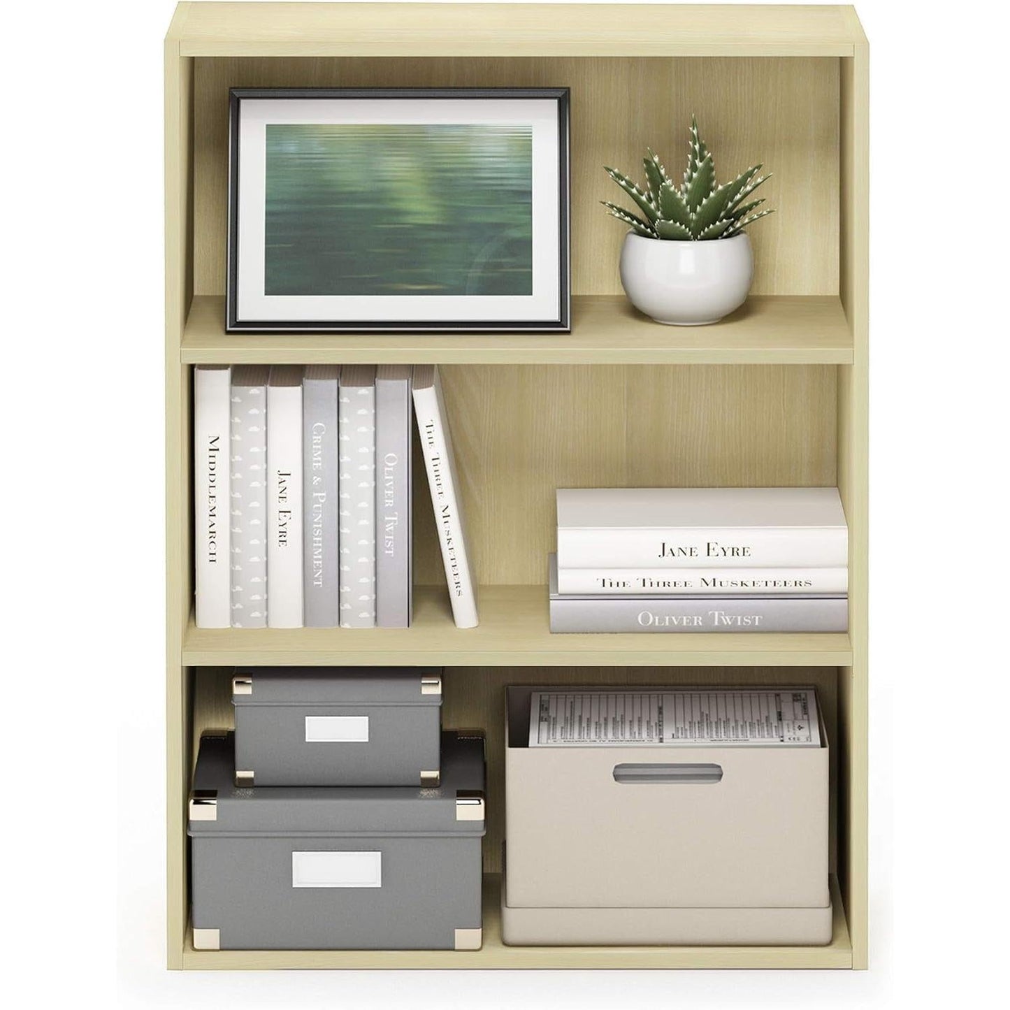 Pasir 3-Tier Open Shelf Bookcase Maple 22.7W X 9.7D X 31.5H