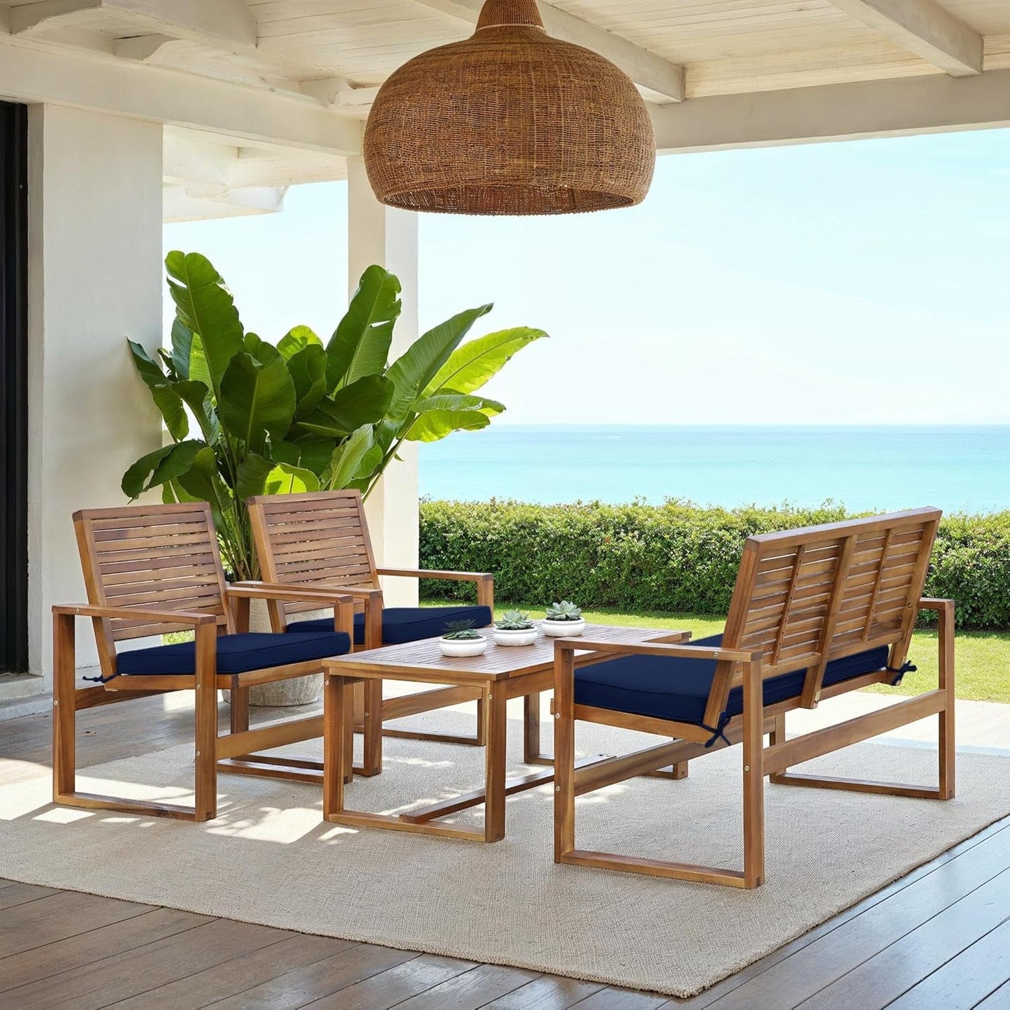 Acacia Patio Furniture Set for Outdoor Dining Comfort
