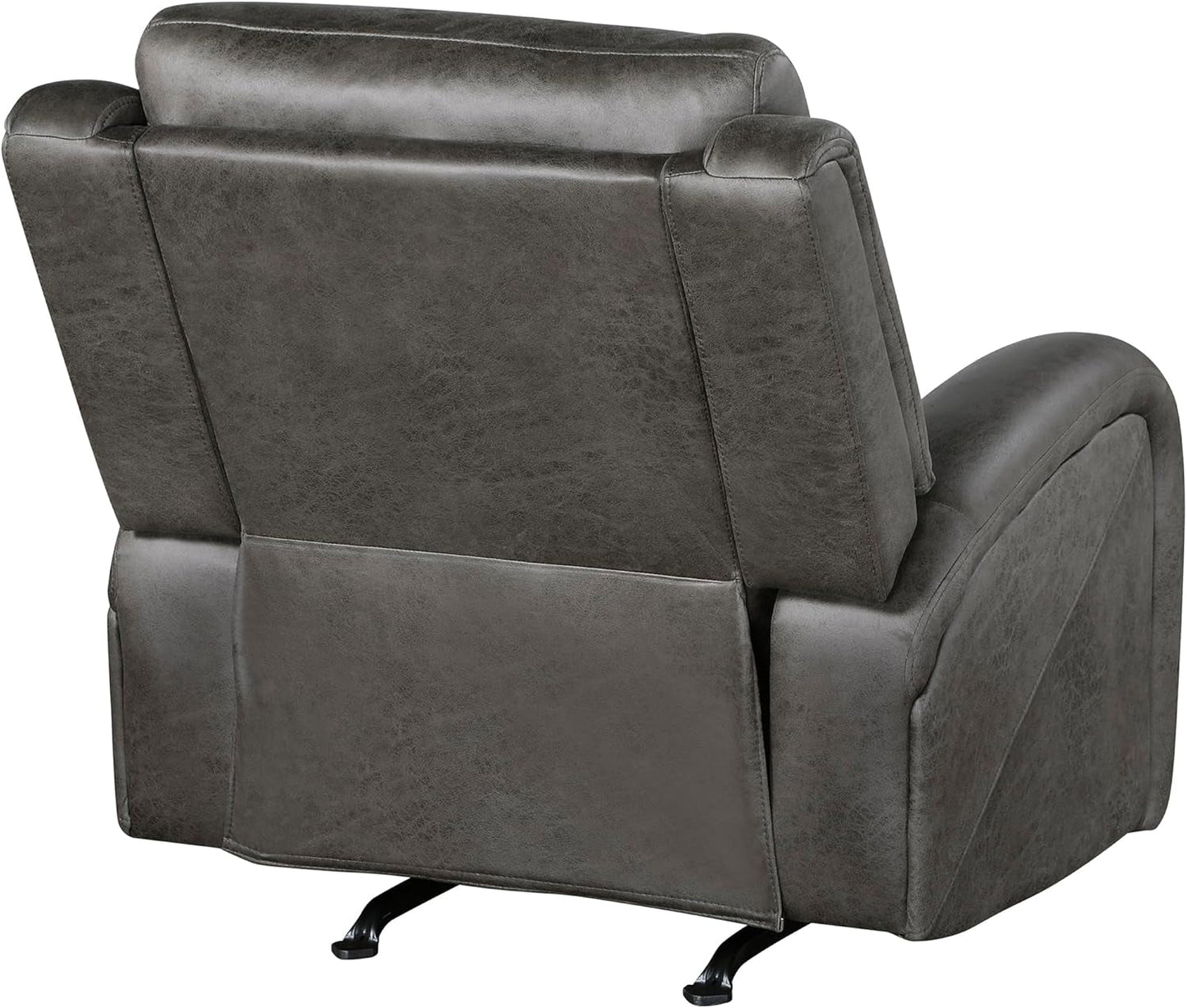 Grey Rocker Recliner Chair With Manual Recline Living Room