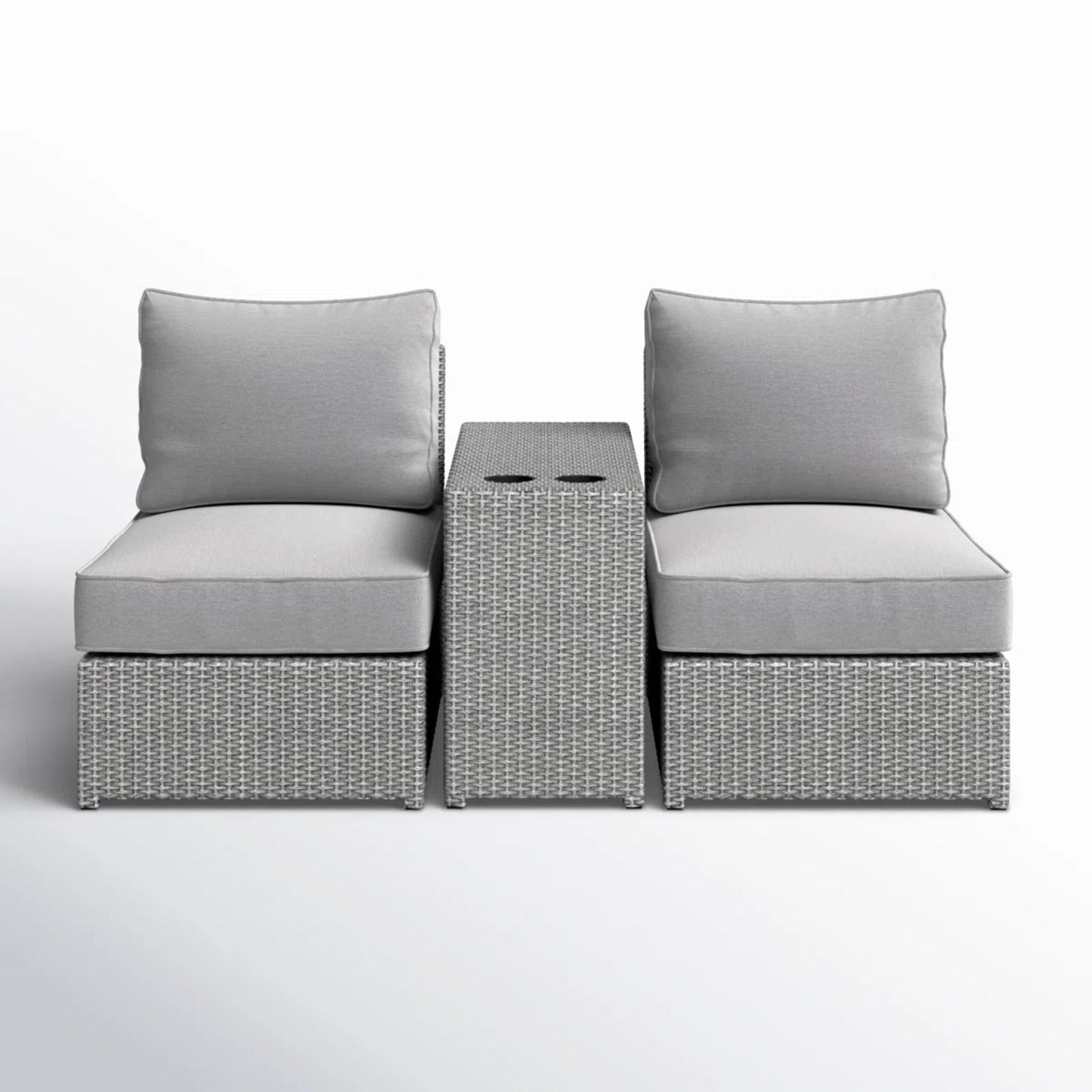 LSI All-Weather 2-Person Wicker Conversation Set with Cushions