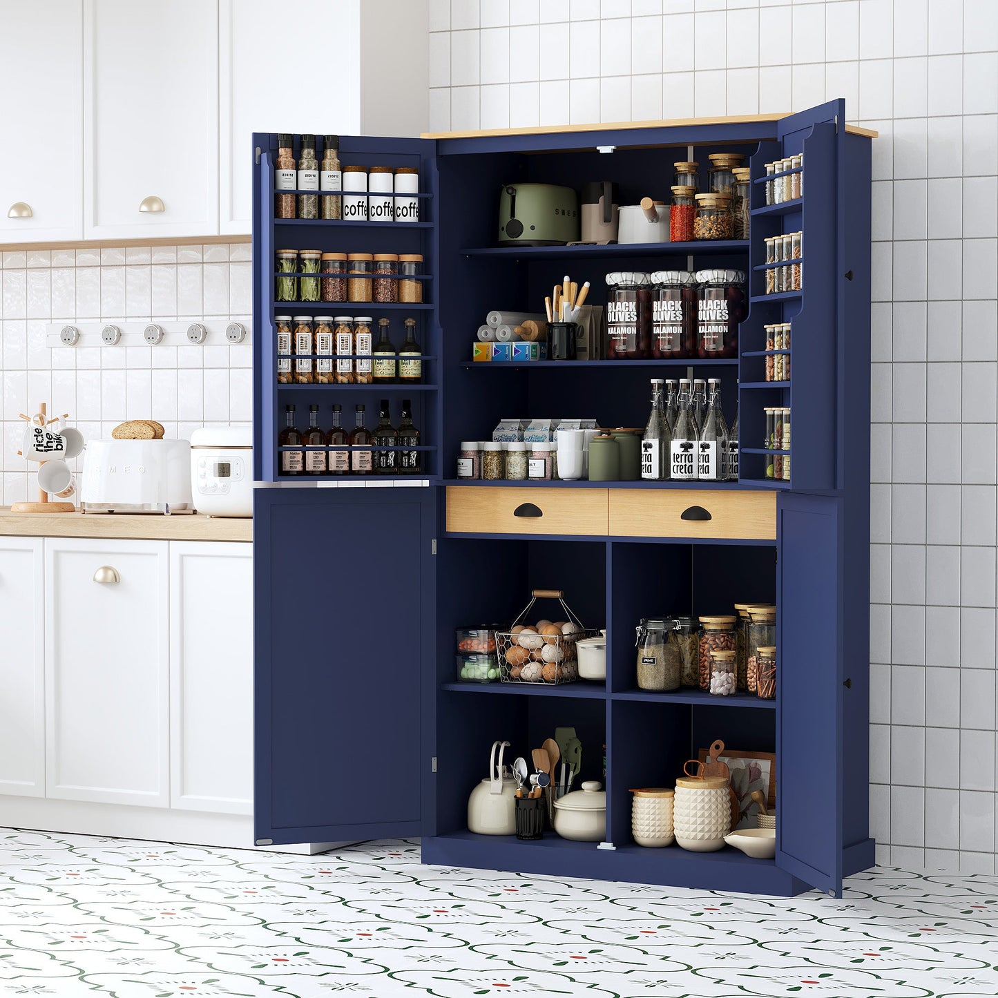 TOPMAX 40.2" High Freestanding Kitchen Pantry