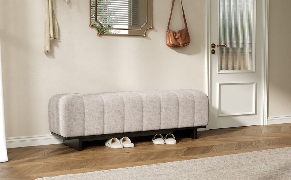 Indoor Dining Bench in Oatmeal Chenille
