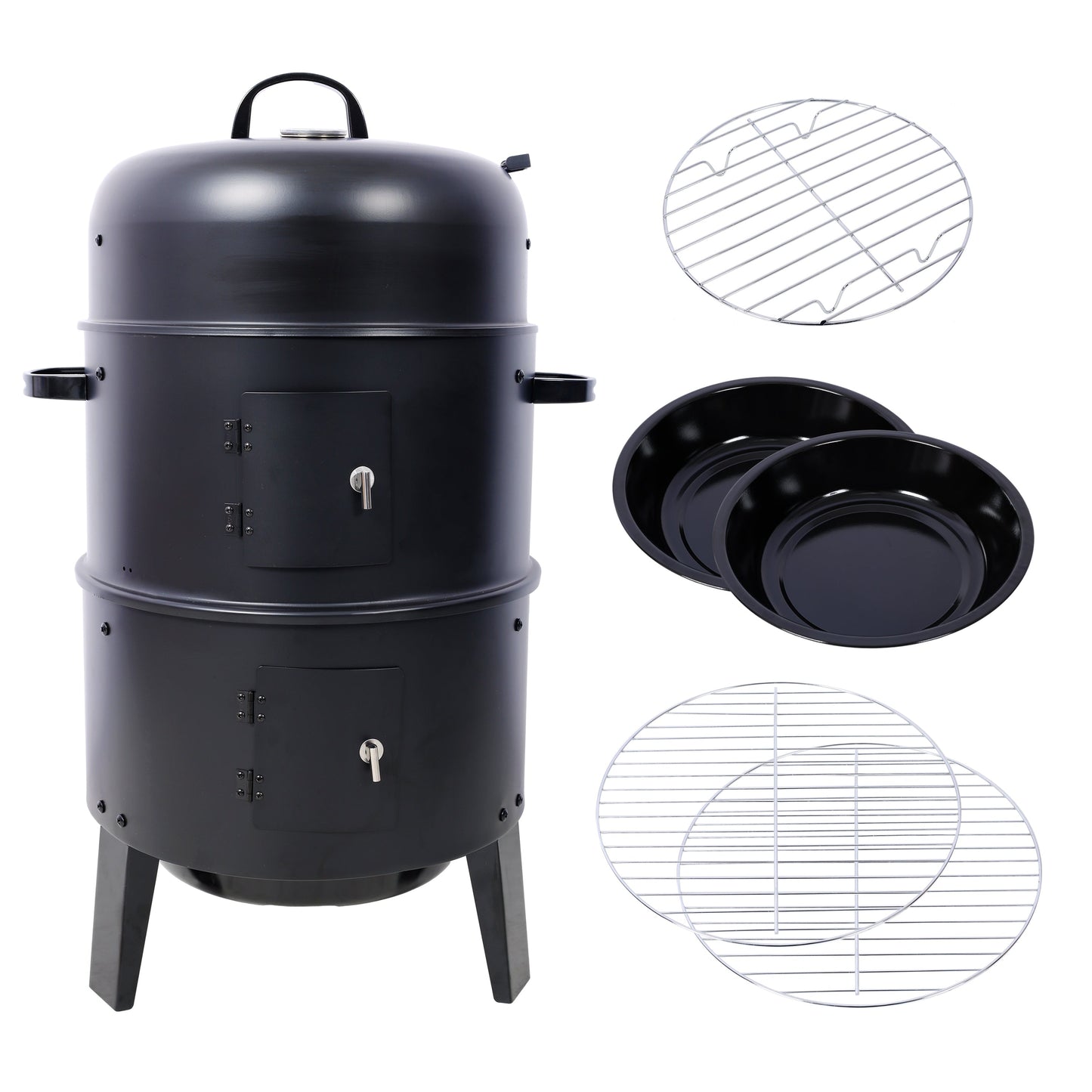 Charcoal Smoker Grill Wood Smoker Grills Outdoor Cooking 16 Inch Portable BBQ