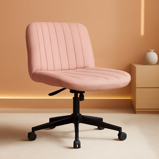 Pink Criss Cross Office Chair With Wheels Armless Swivel