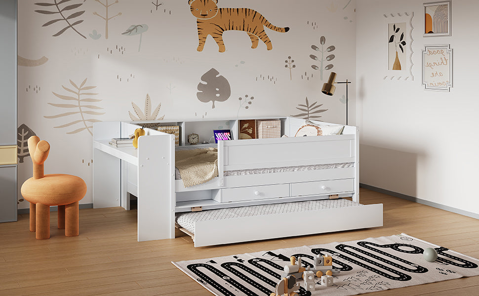 Multi-Functional Twin Daybed with Drawers and Trundle