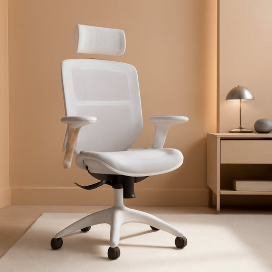 White Mesh Ergonomic Office Chair With Headrest Tilt 400Lbs